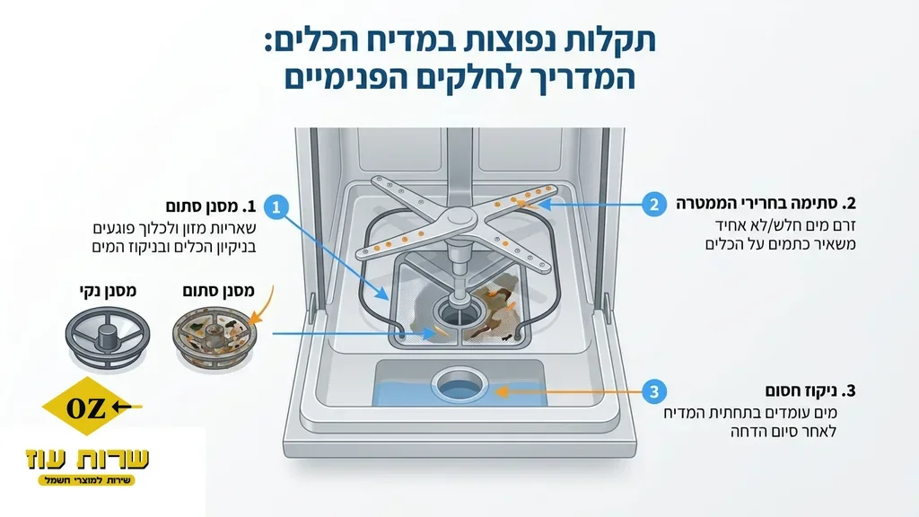טכנאי בודק מדיח כלים פתוח