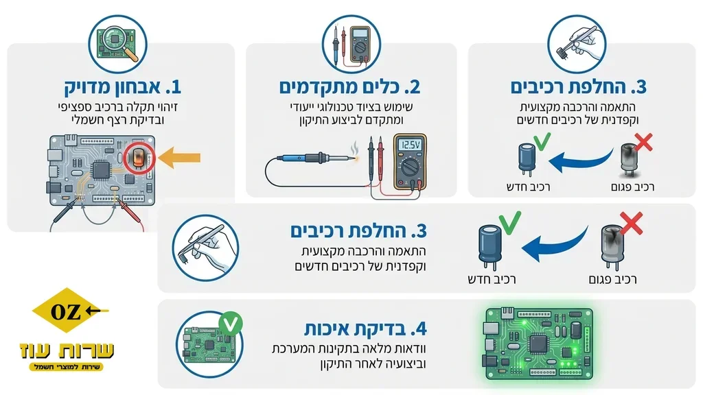 After the H2 about expertise required for appliance repair. טכנאי מכשירי חשמל מתקן כרטיס פיקוד אלקטרוני
